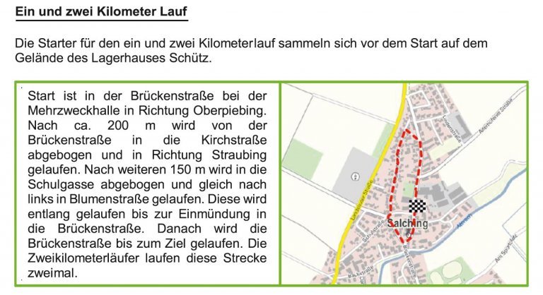 Ein und zwei Kilometer Lauf Beschreibung