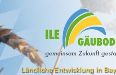 ILE Gäuboden Logo mit Ähre und Rautenmuster im Hintergrund